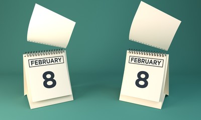 3d rendering Calendar february 8