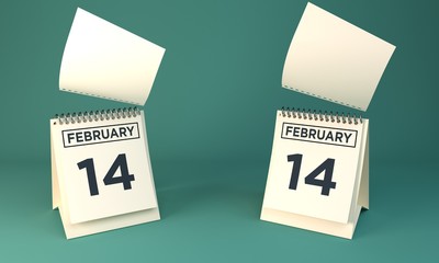 3d rendering Calendar february 14