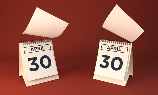 3d Rendering Calendar April 30