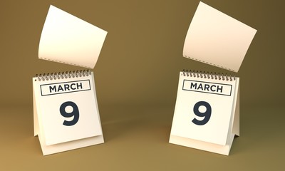 3d rendering calendar  march