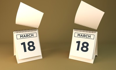 3d rendering calendar  march