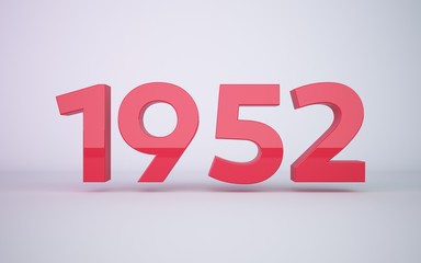 3d rendering year 1952  on clean white background
