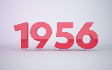 3d rendering red year 1956 on white background