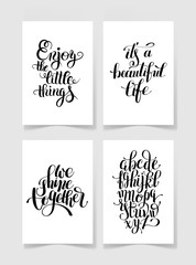 set of four black and white handwritten lettering positive quote