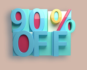 3D rendering colored 90 percent off