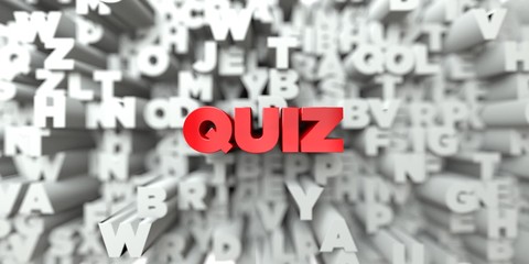 QUIZ -  Red text on typography background - 3D rendered royalty free stock image. This image can be used for an online website banner ad or a print postcard.