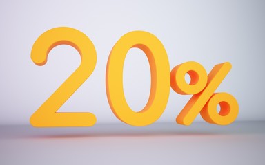 3D rendering yellow 20 percentage