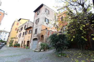 Old street in Trastevere in Rome, Italy