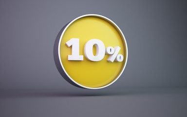 3d rendering yellow circle percent 