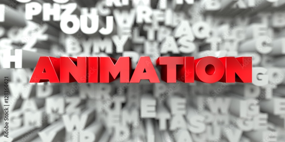 Fototapete animation - red text on typography background - 3d rendered royalty free stock image. this image can