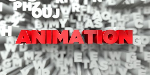 ANIMATION -  Red text on typography background - 3D rendered royalty free stock image. This image can be used for an online website banner ad or a print postcard.