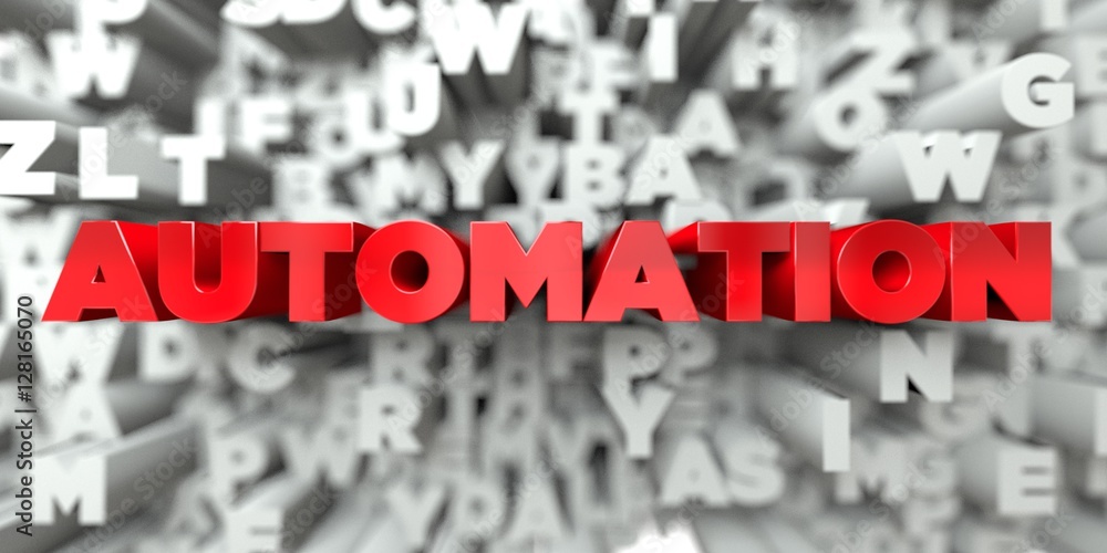 Fototapete automation - red text on typography background - 3d rendered royalty free stock image. this image ca