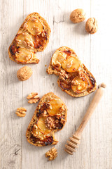 bread with cheese,walnut and honey