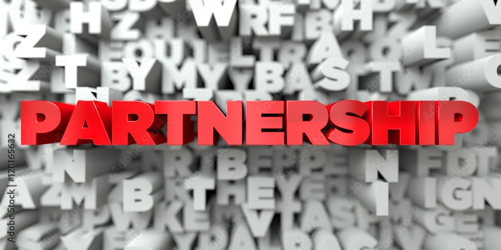 Fototapete partnership - red text on typography background - 3d rendered royalty free stock image. this image c