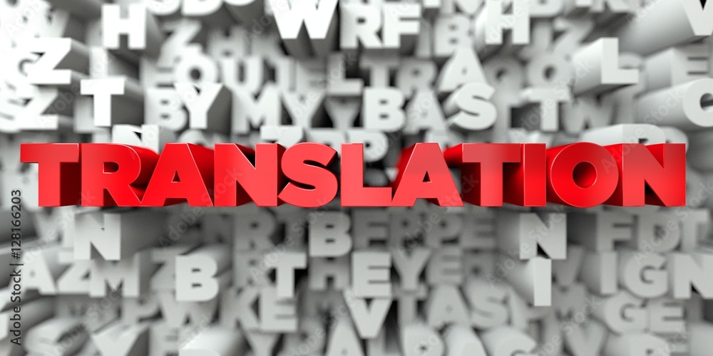 Fototapete translation - red text on typography background - 3d rendered royalty free stock image. this image c