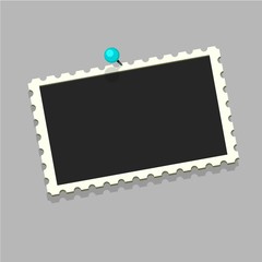 Flat vector photo frame on blue pin. Template photo design.Vector illustration in simple style for design and flat motion design
