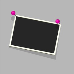 Flat vector photo frame onpurple pin. Template photo design.Vector illustration in simple style for design and flat motion design