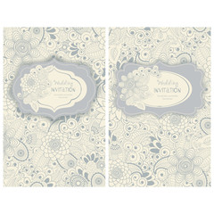 Set of 2 Wedding Invitation card Baroque