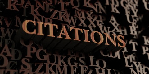 Citations - Wooden 3D rendered letters/message.  Can be used for an online banner ad or a print postcard.