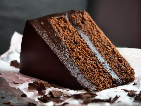 chocolate fudge cake,selective focus