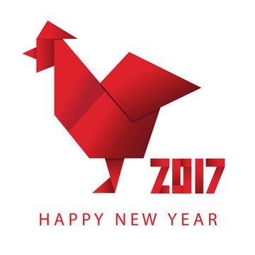 Origami rooster - a symbol of 2017