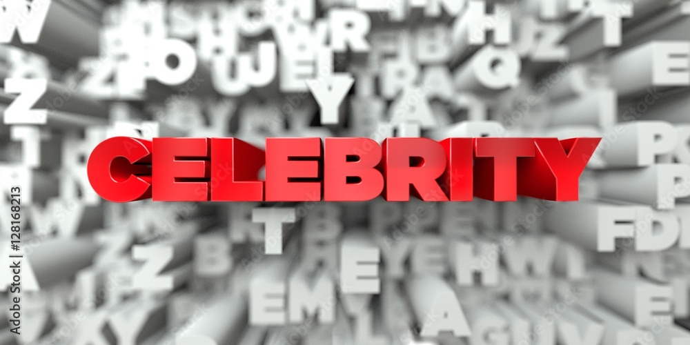 Fototapete celebrity - red text on typography background - 3d rendered royalty free stock image. this image can
