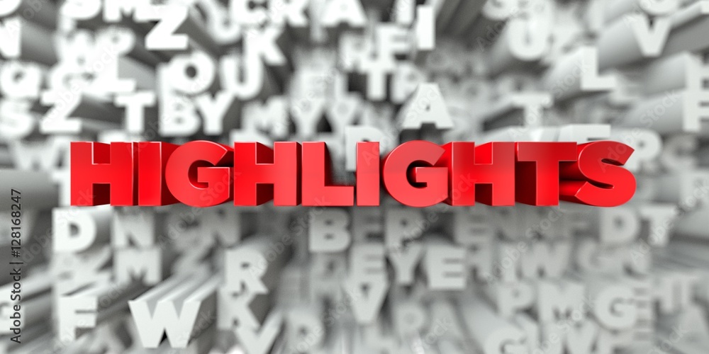 Fototapete highlights - red text on typography background - 3d rendered royalty free stock image. this image ca