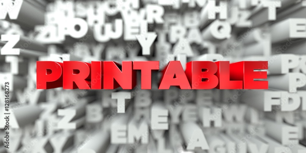 Fototapete printable - red text on typography background - 3d rendered royalty free stock image. this image can
