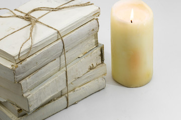 Old book and candle