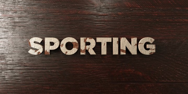 Sporting - grungy wooden headline on Maple  - 3D rendered royalty free stock image. This image can be used for an online website banner ad or a print postcard.