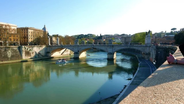 River Tiber flows through Rome, Italy
