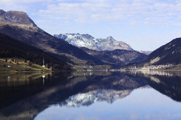 Lake Reschen, South Tyrol,  Italy.