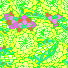Abstract background of leaves and petals of the flower patterned