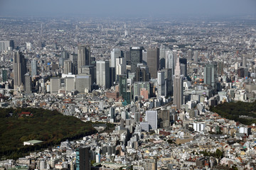 Obraz premium 代々木上空から新宿方向を空撮