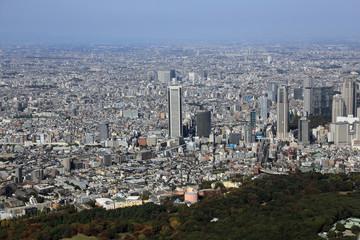 Obraz premium 代々木公園上空から初台方向を空撮