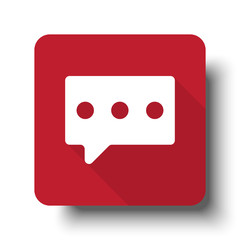 Flat Message web icon on red button with drop shadow