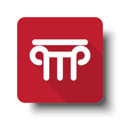 Flat Column web icon on red button with drop shadow