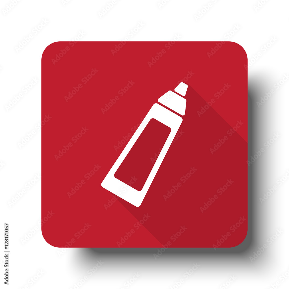 Wall mural flat baby bottle web icon on red button with drop shadow
