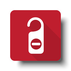 Flat Hotel Hanger web icon on red button with drop shadow