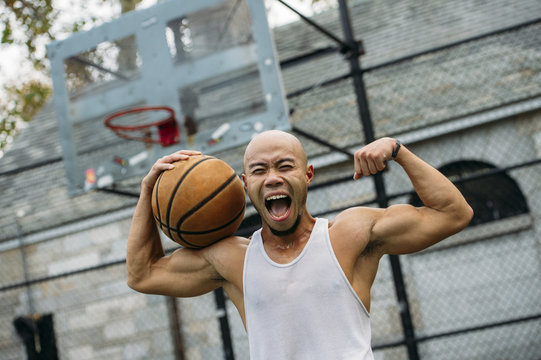 Happy basketball player