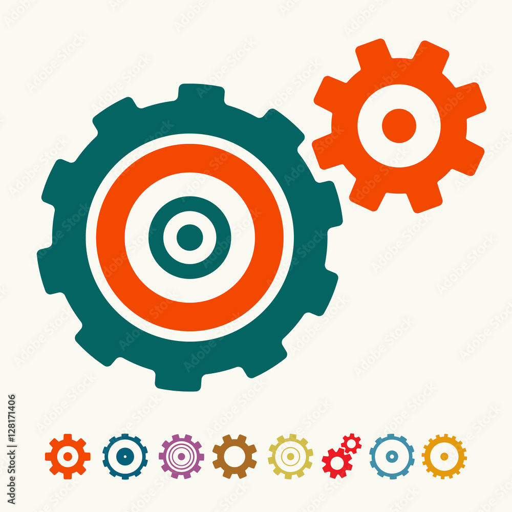Poster retro cogs - gears vector icons