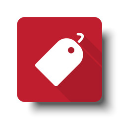 Flat Tag web icon on red button with drop shadow