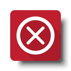 Obraz premium Flat Cancel web icon on red button with drop shadow