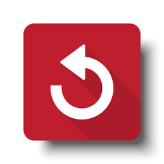 Flat Undo web icon on red button with drop shadow