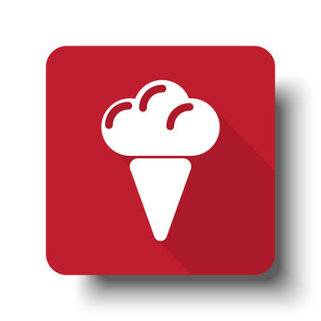 Flat Ice Cream web icon on red button with drop shadow
