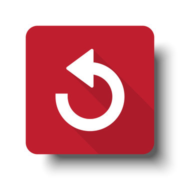 Flat Undo Web Icon On Red Button With Drop Shadow