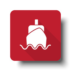 Flat Boat web icon on red button with drop shadow
