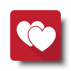 Flat Love Sign web icon on red button with drop shadow