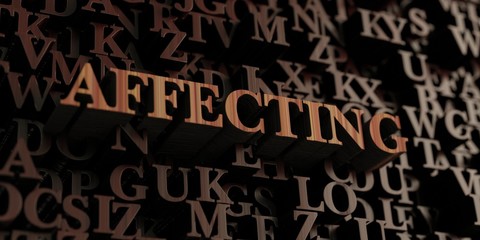Affecting - Wooden 3D rendered letters/message.  Can be used for an online banner ad or a print postcard.