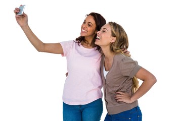 Fototapeta na wymiar Two girls taking a selfie
